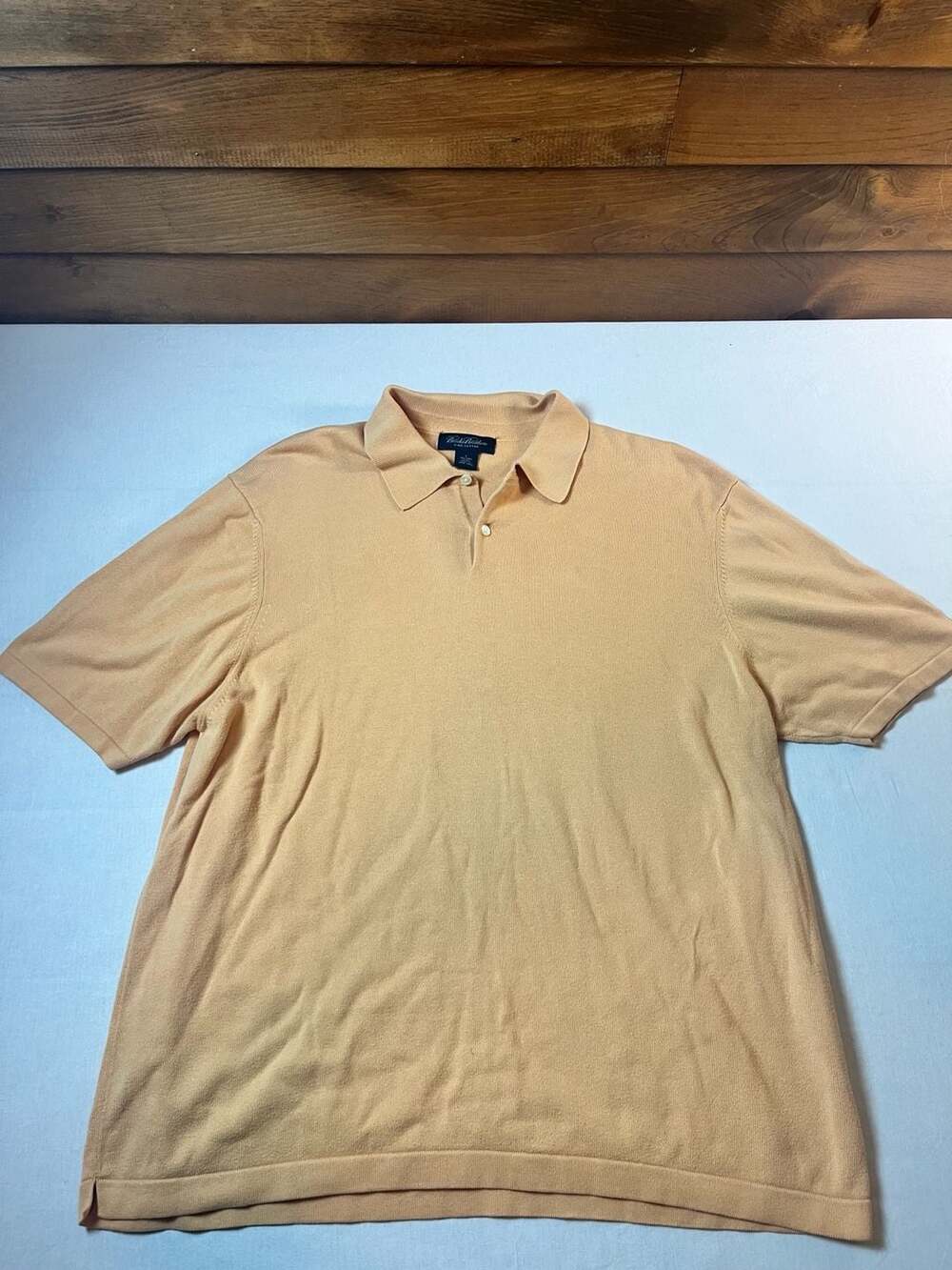 Brooks Brothers Mens Orange Pima Cotton Short Sleeve Knit Polo Shirt Size Large